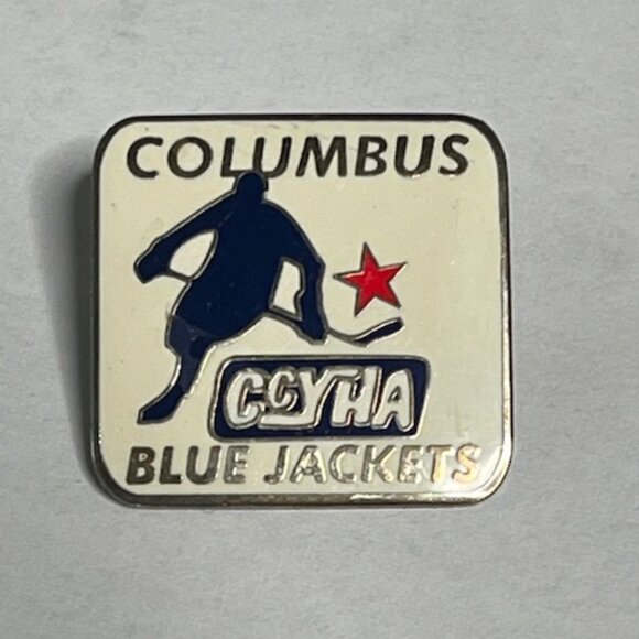 Columbus CCYHA Blue Jackets Youth Hockey Ohio Lapel Hat Vest Jacket Pin 1" - Picture 3 of 7
